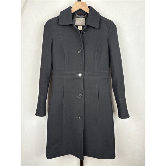 J Crew Classic Lady Day Coat Italian Double Cloth Wool Thinsulate Womens 0 Black - Picture 1 of 12